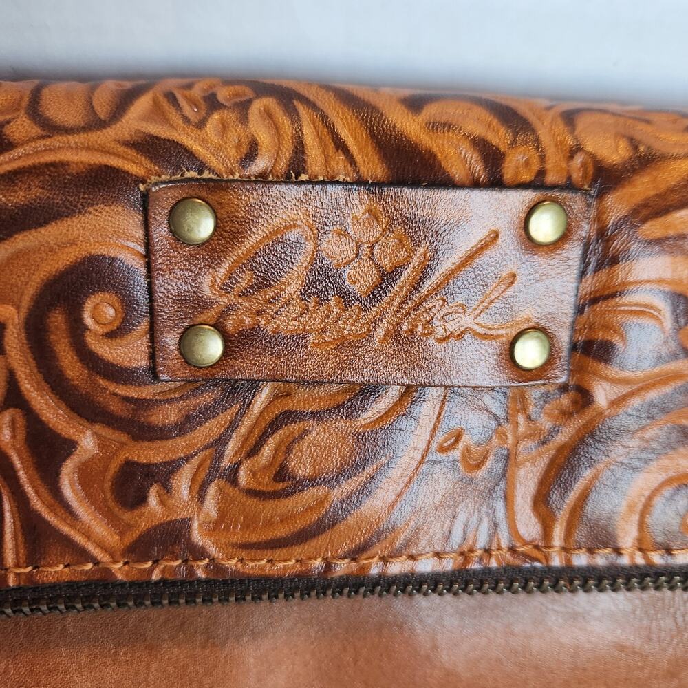 Patricia Nash Women's Tooled Leather Valerie Fold Over Wristlet Brown ~ No Strap